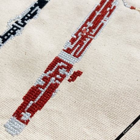 刺繍トートバッグ［木管楽器］マチ付きL