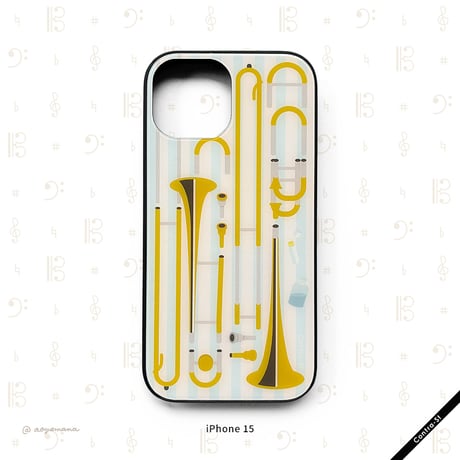 【受注生産】強化ガラスiPhoneケース［トロンボーンとストライプ］