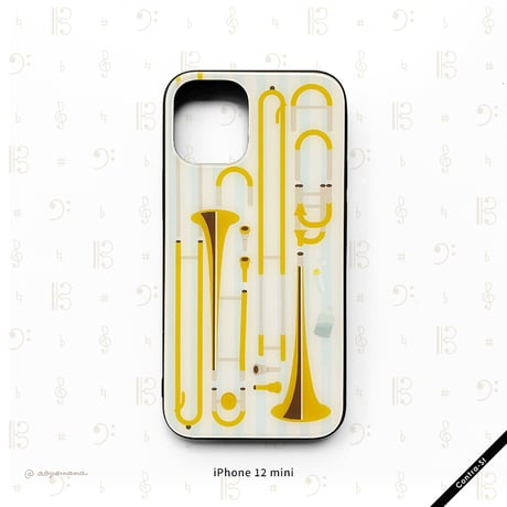 【受注生産】強化ガラスiPhoneケース［トロンボーンとストライプ］