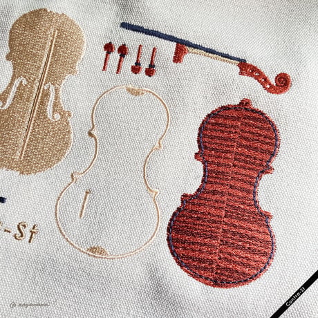 刺繍トートバッグ［弦楽器］