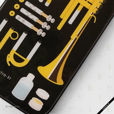 【受注生産】強化ガラスiPhoneケース［トランペット（ゴールド）］