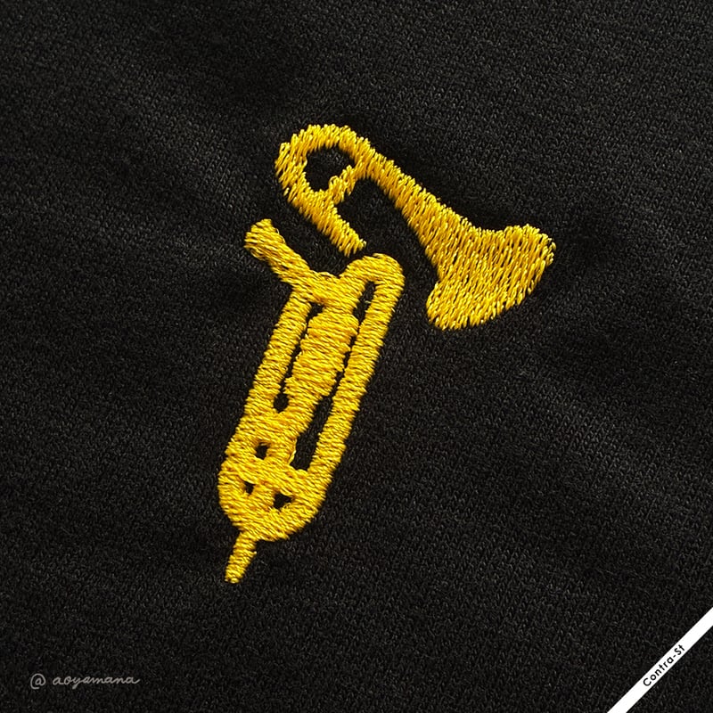 Chevon 【受注生産限定】刺繍プルオーバー / 黄色刺繍 / ブラックXXL Golden leaves 刺繍 ブラックシャツ (kai0420) | Shelluits