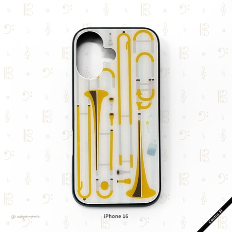 【受注生産】強化ガラスiPhoneケース［トロンボーンとストライプ］