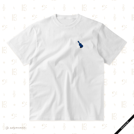 【受注生産】刺しゅうTシャツ［青いコントラバス運搬中］