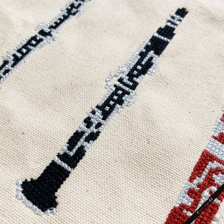刺繍トートバッグ［木管楽器］マチ付きL
