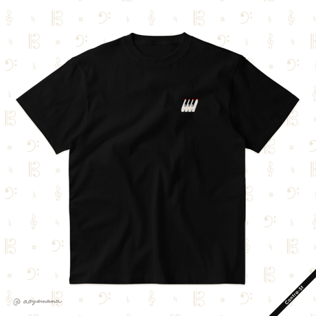 刺しゅうTシャツ［ピアノの鍵盤］