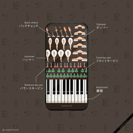 【受注生産】強化ガラスiPhoneケース［ピアノのパーツ］