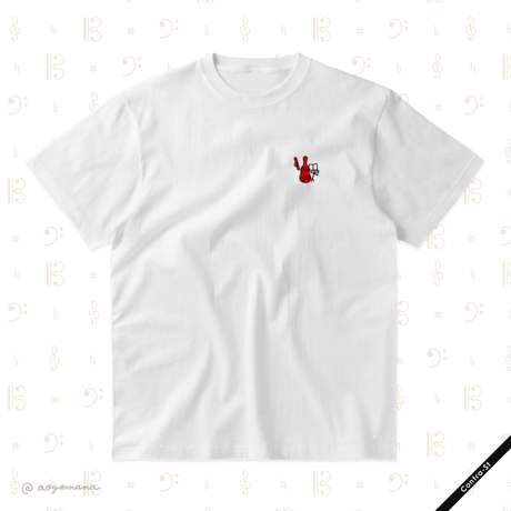 【受注生産】刺しゅうTシャツ［赤いコントラバスの練習］