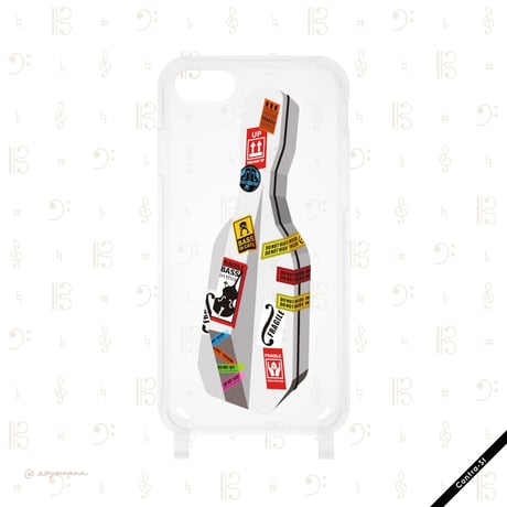 【受注生産】ストラップ付きiPhoneケース［コントラバスのハードケース］