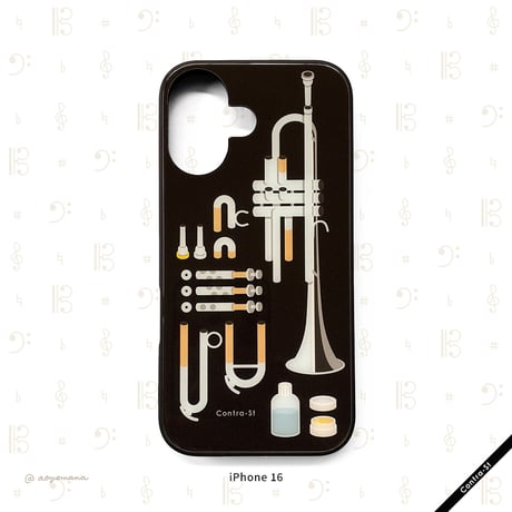 【受注生産】強化ガラスiPhoneケース［トランペット（シルバー）］