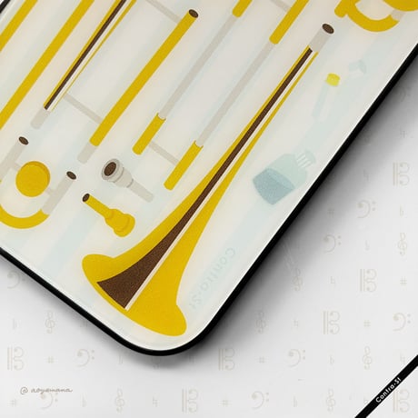 【受注生産】強化ガラスiPhoneケース［トロンボーンとストライプ］