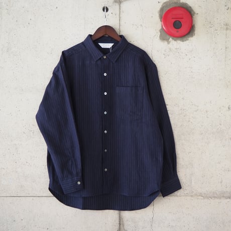 【unisex】have a good day〈ハブアグッデイ〉FLANNEL STRIPE SHIRT NAVY