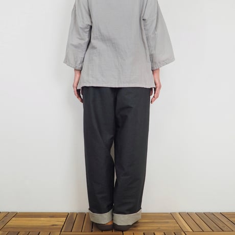 Hinamiロングジャケットセットアップ（綿オックス チャコール）【受注生産対応】