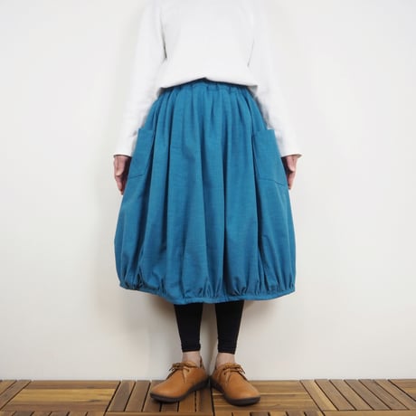 Furusuミドルバルーンスカート（木綿 薄藍）【受注生産対応】