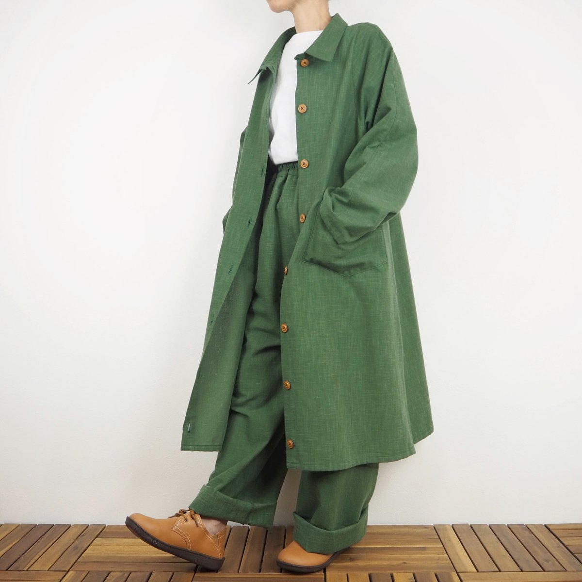 Furusuロングジャケット長袖ver（木綿 深緑）【受注生産対応】 | mabataki