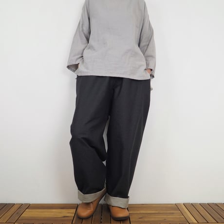 Hinamiロングジャケットセットアップ（綿オックス チャコール）【受注生産対応】