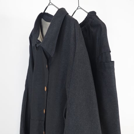 Hinamiロングジャケットセットアップ（綿オックス チャコール）【受注生産対応】