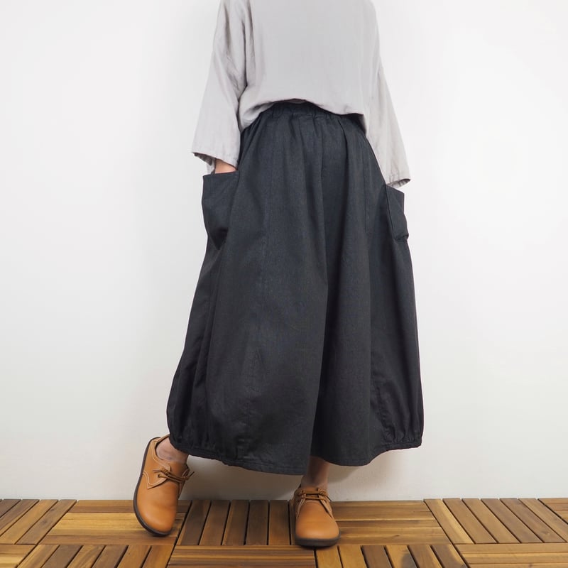Hinamiバルーンスカート（綿オックス チャコール）【受注生産対応