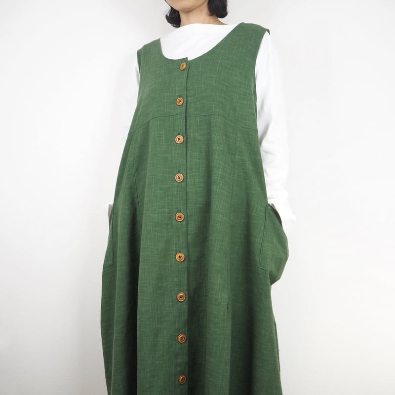 Furusuジャンパースカート（木綿 深緑）【受注生産対応】 | mabataki