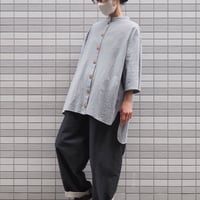 Kushuステップシャツ（綿ワッシャー グレー）【受注生産対応】
