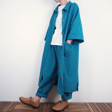 Furusuロングジャケット（木綿 薄藍）【受注生産対応】