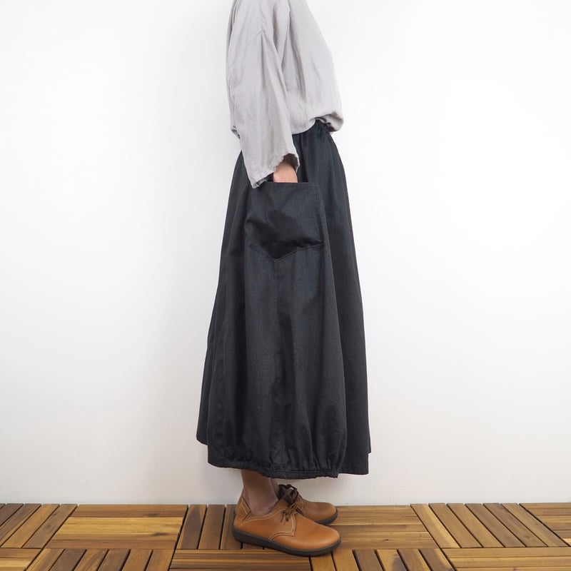 Hinamiバルーンスカート（綿オックス チャコール）【受注生産対応