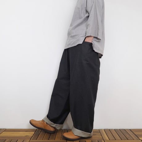 Hinamiロングジャケットセットアップ（綿オックス チャコール）【受注生産対応】