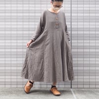 Karoスムースワンピース（綿ダブルガーゼ オリーブカーキ）【受注生産対応】