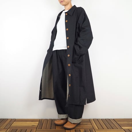 Hinamiロングジャケットセットアップ（綿オックス チャコール）【受注生産対応】