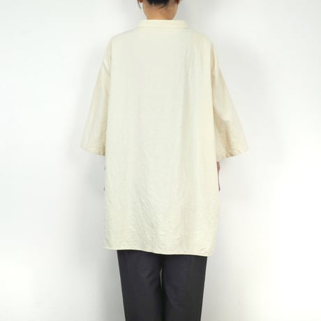Kushuステップシャツ（綿ワッシャー アイボリー）【受注生産対応】