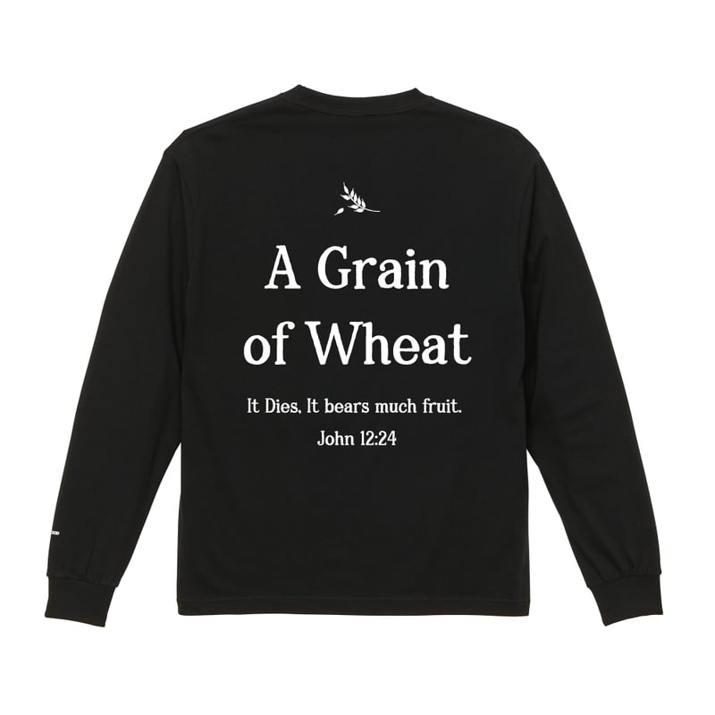 一粒の麦-6.2ロンT Ink-Print Black | クリスチャンTシャツ