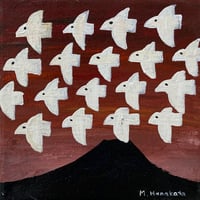 【原画 / アクリル画 】山を渡る鳥の群れ