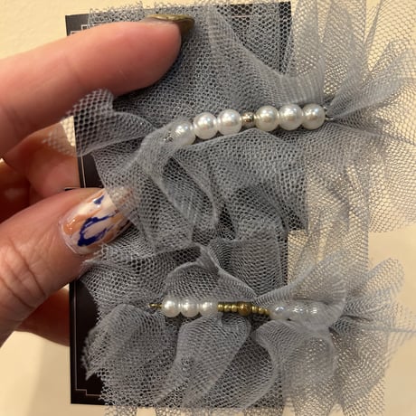 チュールヘアクリップ（gray）