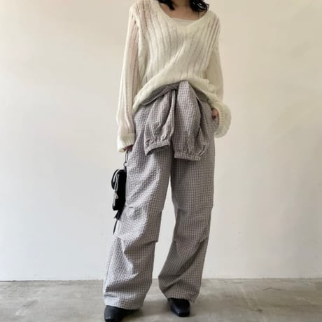 ウエスト巻きチェックパンツ