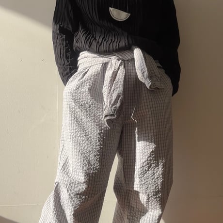 ウエスト巻きチェックパンツ