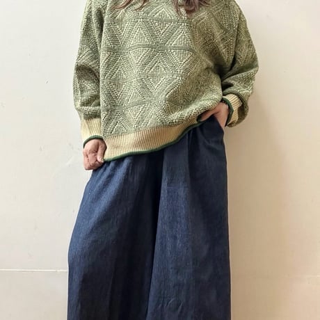 柄編みニットプルオーバー