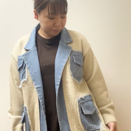 ニットコンビデニムジャケット