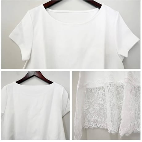裾レースTシャツ