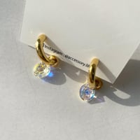 小ぶりフープクリスタルピアス