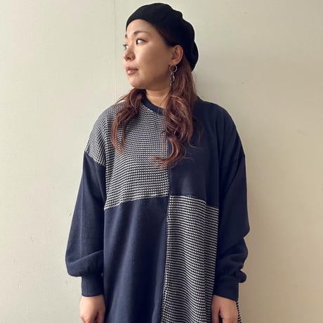 切替ワッフルチュニックプルオーバー