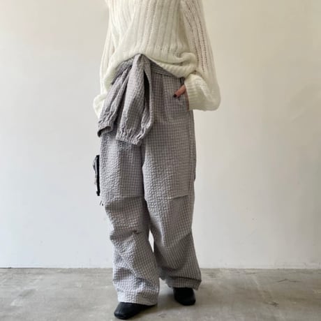 ウエスト巻きチェックパンツ