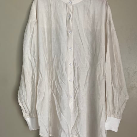 バンドカラー楊柳シャツ