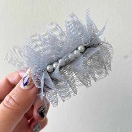 チュールヘアクリップ（gray）