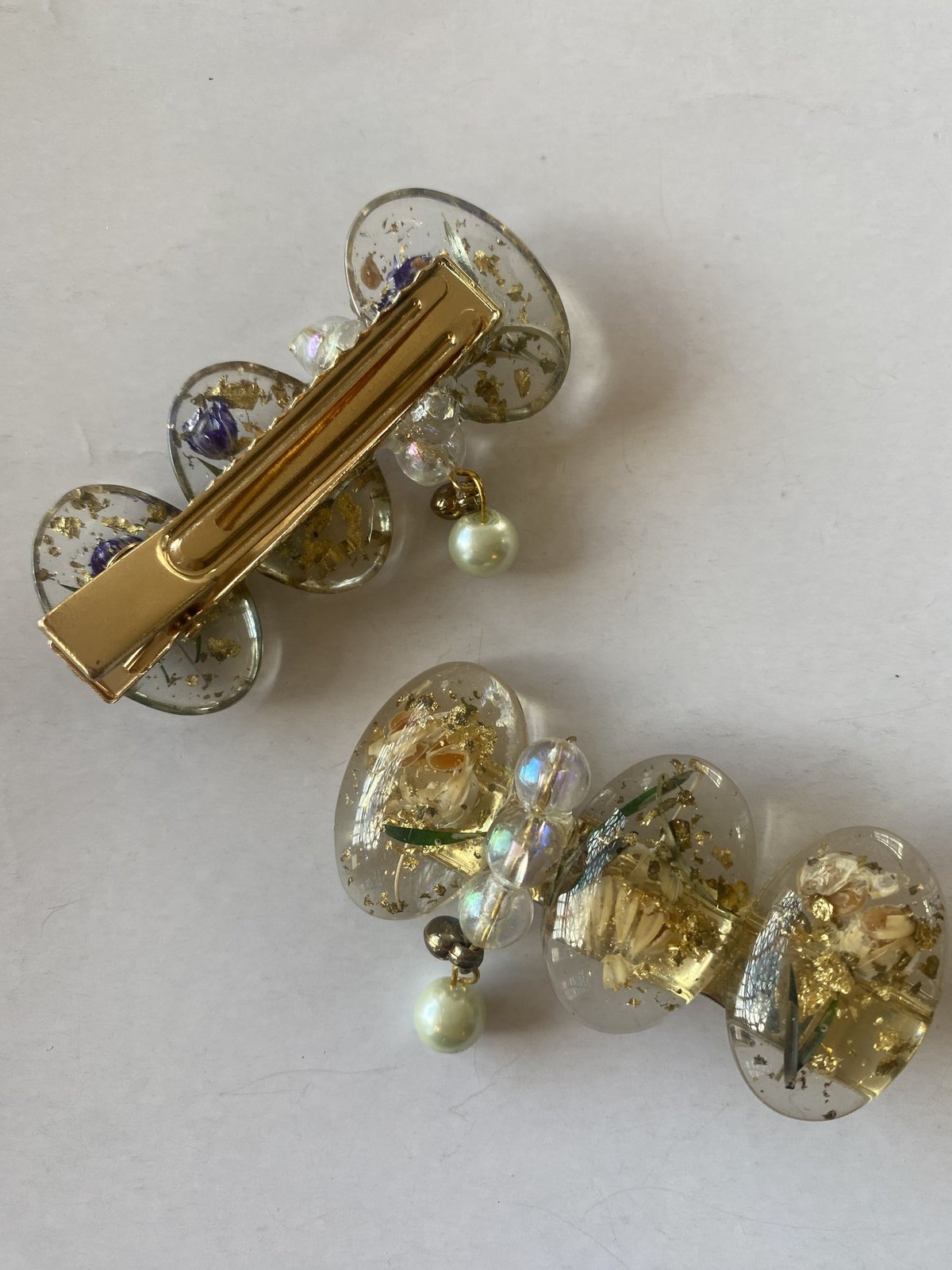 お花レジンヘアクリップ ハンドメイド 2個セット フラワーレジンヘアクリップ | HEARTS
