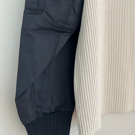 ラメ糸ミリタリースリーブ切替カーディガン