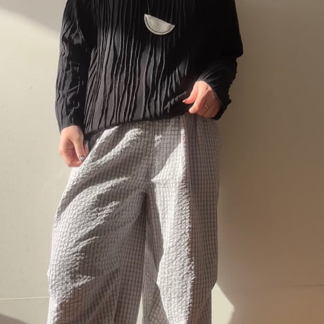 ウエスト巻きチェックパンツ