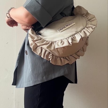 NYLON FRILL ROUND SHOULDER BAG L