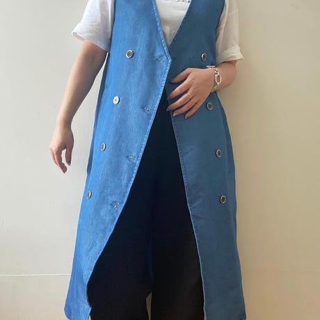 デニムロングジレ