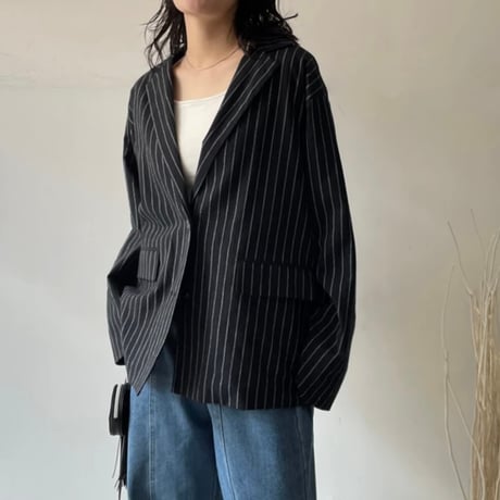 リネンライクストライプジャケット