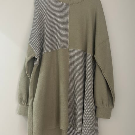 切替ワッフルチュニックプルオーバー
